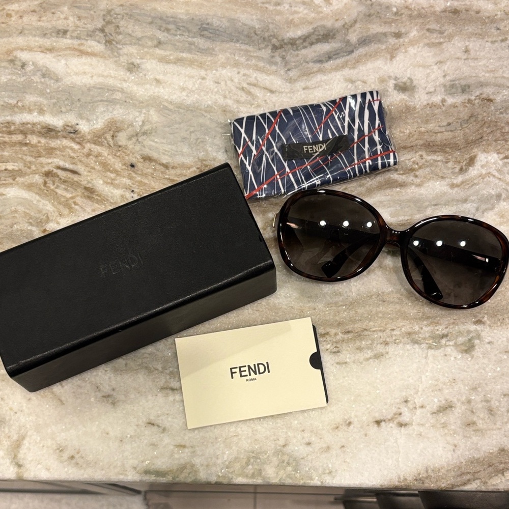 Fendi Women's Dark Brown/Black Tortoise Sunglasses